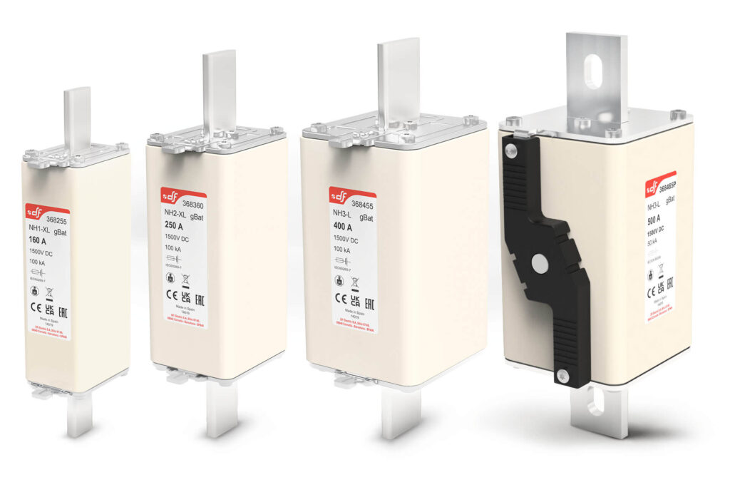 Protección eléctrica en sistemas de almacenamiento energético. Los fusibles NH gBat 1500V DC son la garantía de seguridad imprescindible en proyectos de gran escala, donde cualquier fallo eléctrico supone un impacto millonario.